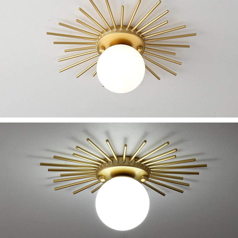 Gelakt Iron Ceiling Light in Modern Concise Style Globe Glas Flush Mount voor Corridor