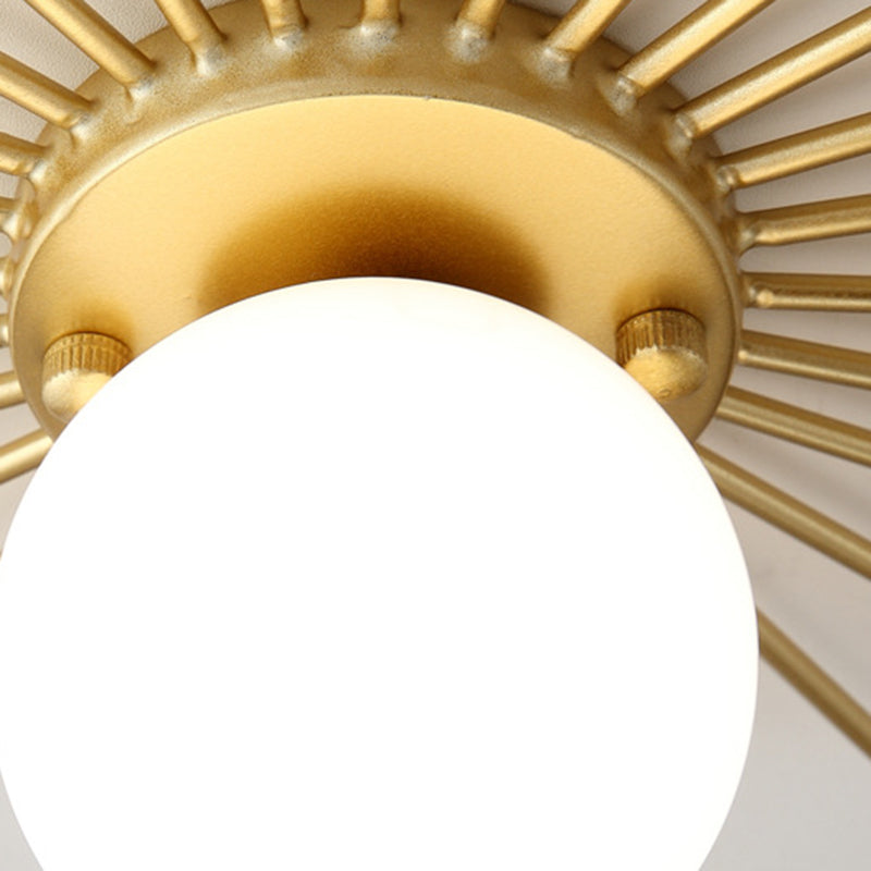 Gelakt Iron Ceiling Light in Modern Concise Style Globe Glas Flush Mount voor Corridor