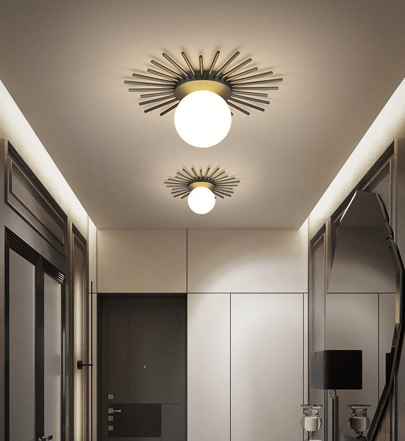Gelakt Iron Ceiling Light in Modern Concise Style Globe Glas Flush Mount voor Corridor