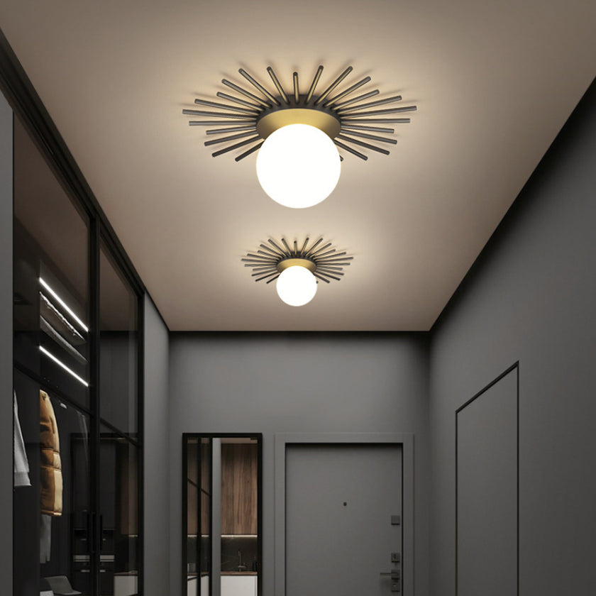 Gelakt Iron Ceiling Light in Modern Concise Style Globe Glas Flush Mount voor Corridor