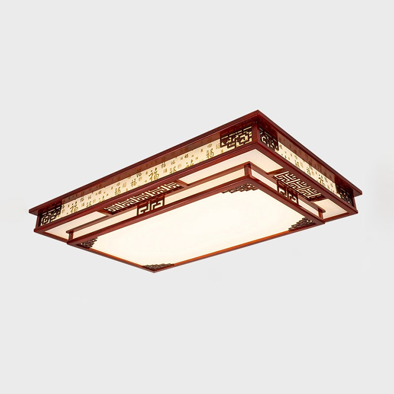 Modern LED Flush Mount Squared Wood Flush Ceiling Light for Living Room