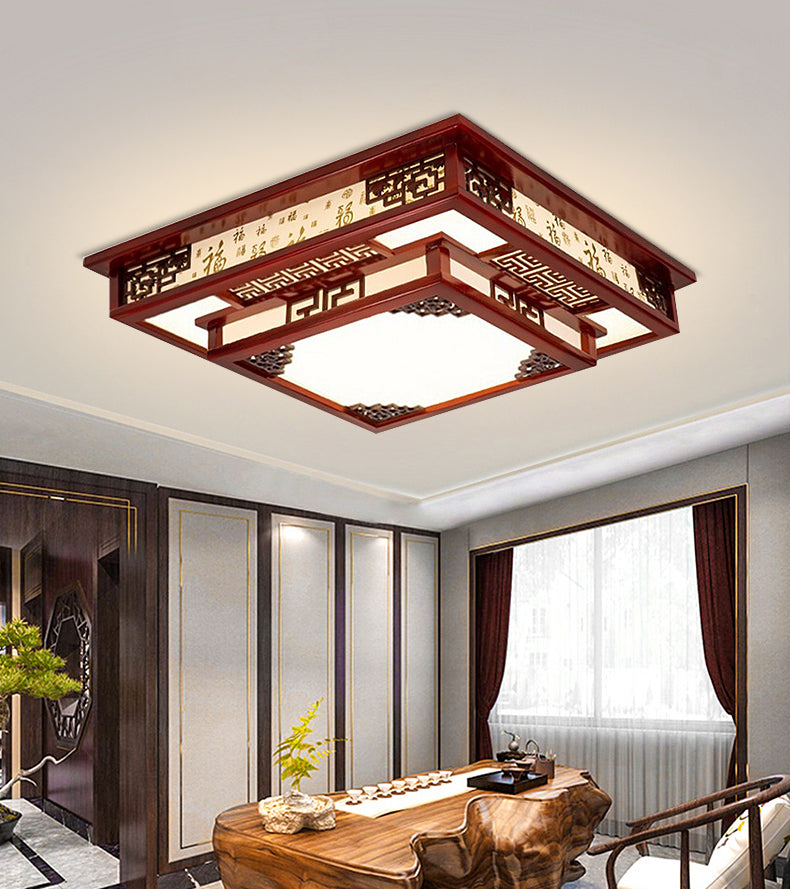 Lámpara de techo empotrada de madera cuadrada con montaje empotrado LED moderna para sala de estar