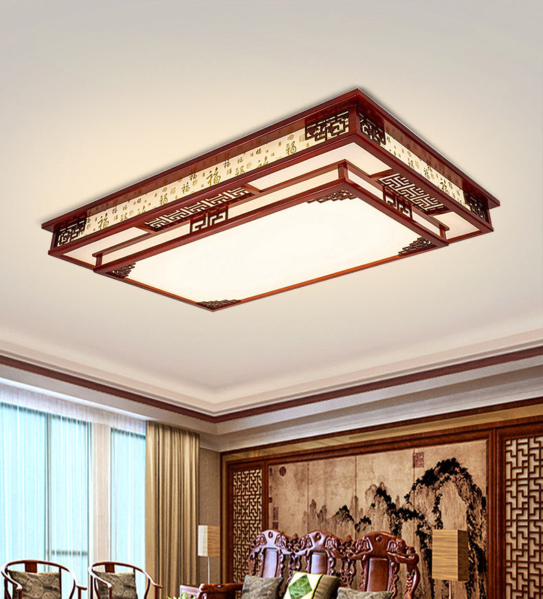 Lámpara de techo empotrada de madera cuadrada con montaje empotrado LED moderna para sala de estar