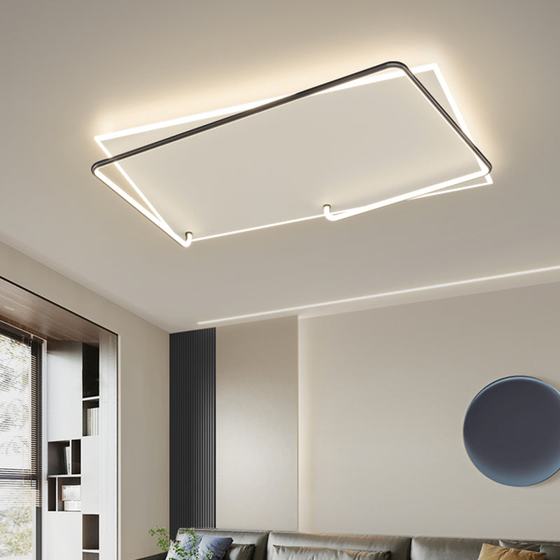 Rechteckige Minimalismus-LED-Unterputz-Deckenleuchte aus Aluminium für das Wohnzimmer