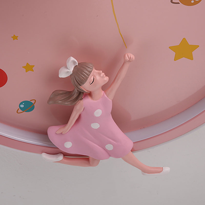 Luz de techo empotrada redondeada creativa de 1 luz de montaje empotrado LED rosa para dormitorio