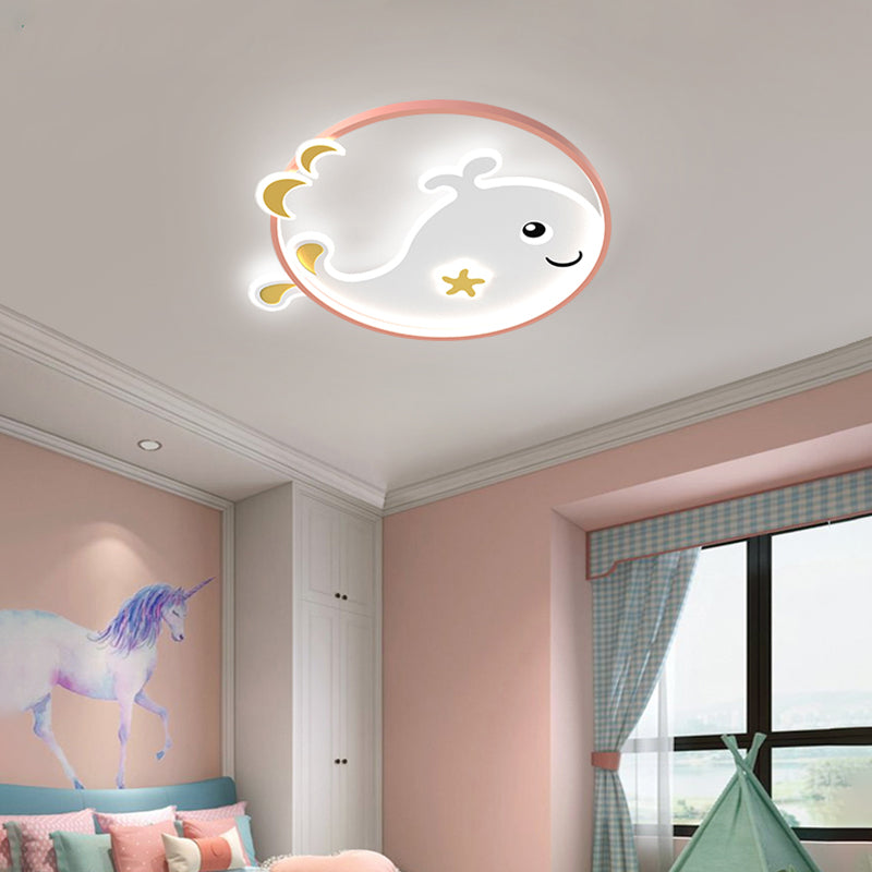 Cartoon métallique rond encastré LED lampe unique Chambre d'enfants encastré luminaire