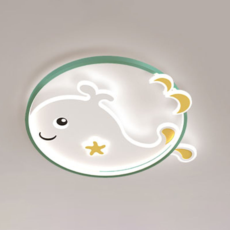 Cartoon métallique rond encastré LED lampe unique Chambre d'enfants encastré luminaire