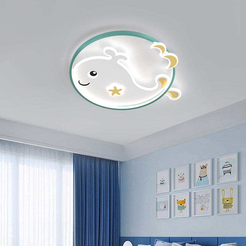 Cartoon métallique rond encastré LED lampe unique Chambre d'enfants encastré luminaire