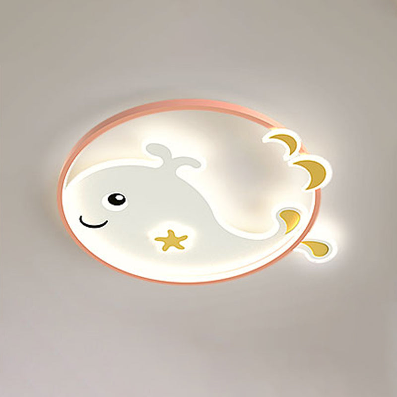 Cartoon métallique rond encastré LED lampe unique Chambre d'enfants encastré luminaire