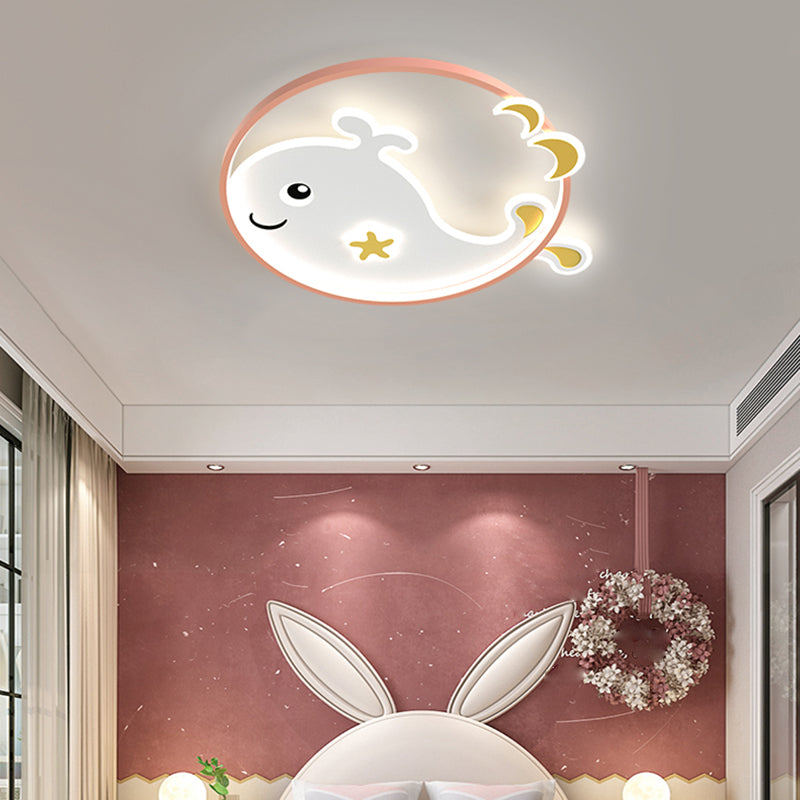 Cartoon métallique rond encastré LED lampe unique Chambre d'enfants encastré luminaire