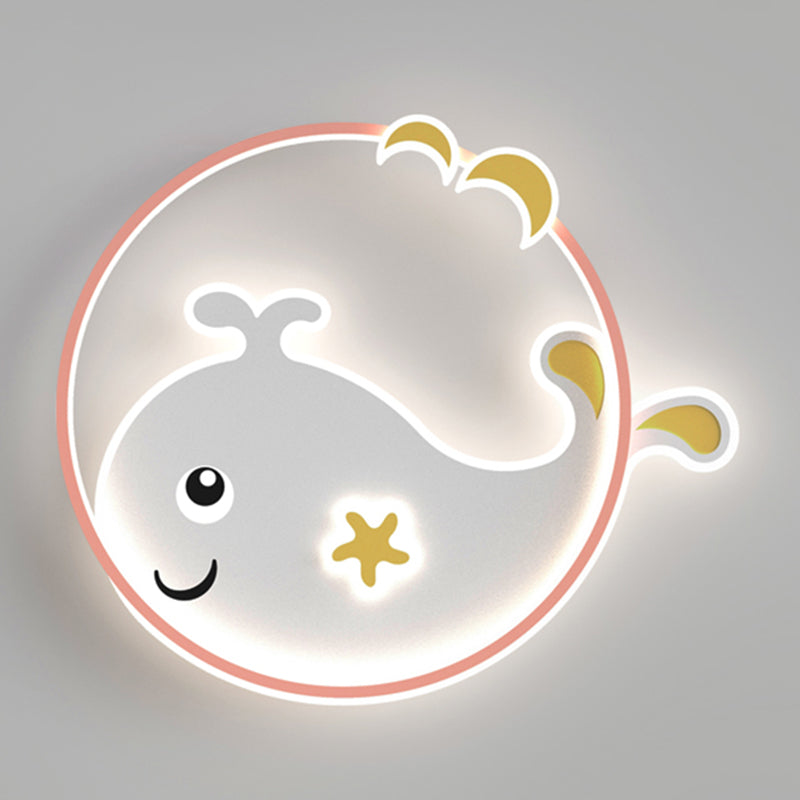 Cartoon métallique rond encastré LED lampe unique Chambre d'enfants encastré luminaire