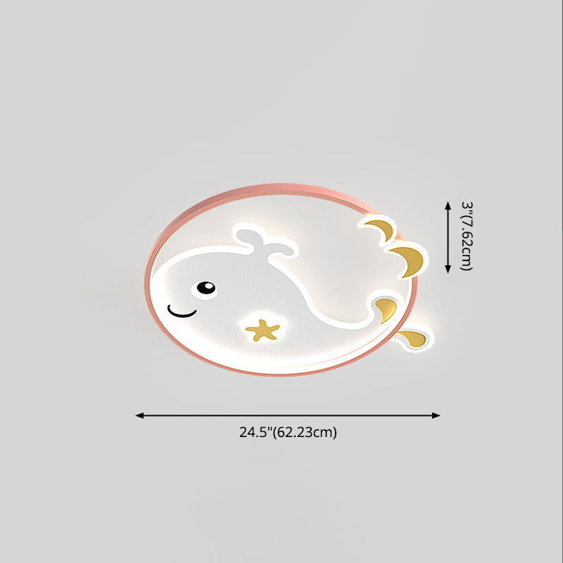 Cartoon métallique rond encastré LED lampe unique Chambre d'enfants encastré luminaire