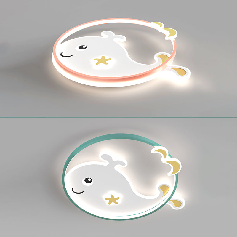 Cartoon métallique rond encastré LED lampe unique Chambre d'enfants encastré luminaire