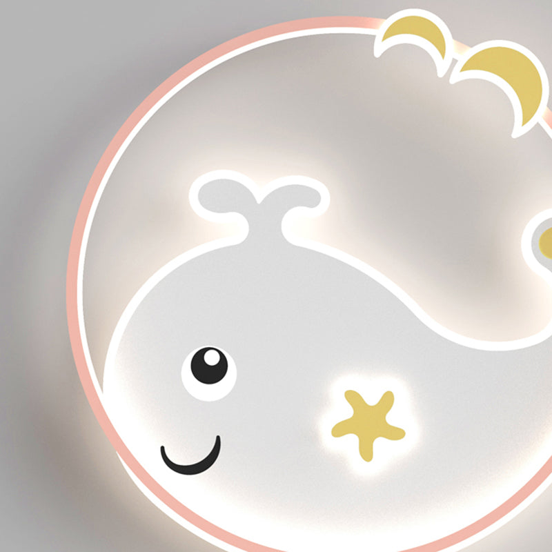 Cartoon métallique rond encastré LED lampe unique Chambre d'enfants encastré luminaire