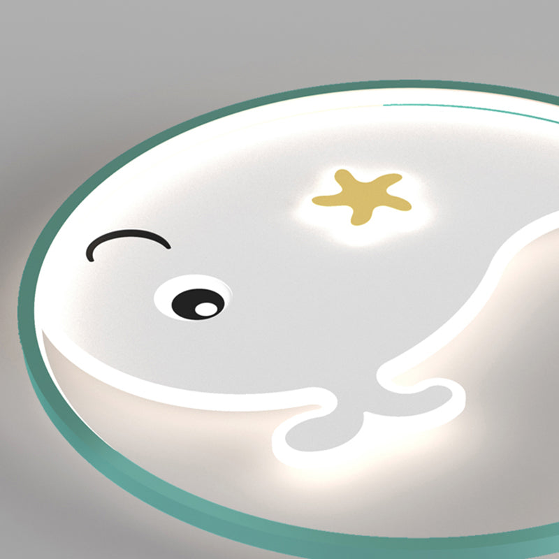 Cartoon métallique rond encastré LED lampe unique Chambre d'enfants encastré luminaire