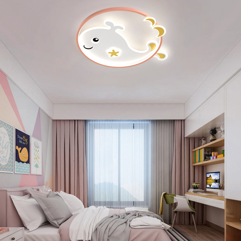 Cartoon métallique rond encastré LED lampe unique Chambre d'enfants encastré luminaire