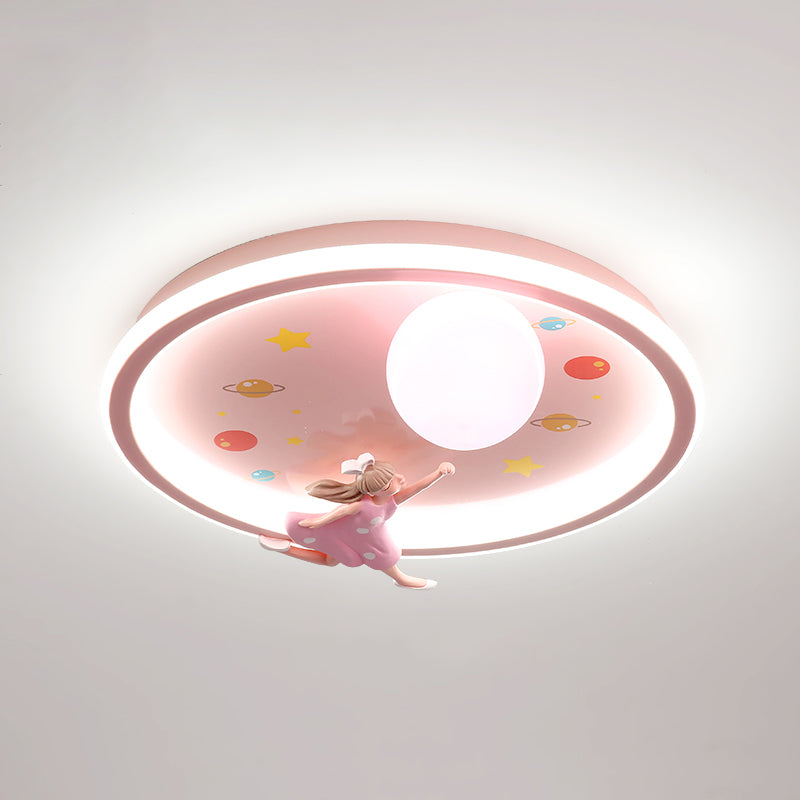 Lámpara de techo LED para dormitorio moderno con montaje empotrado de metal circular con 1 luz