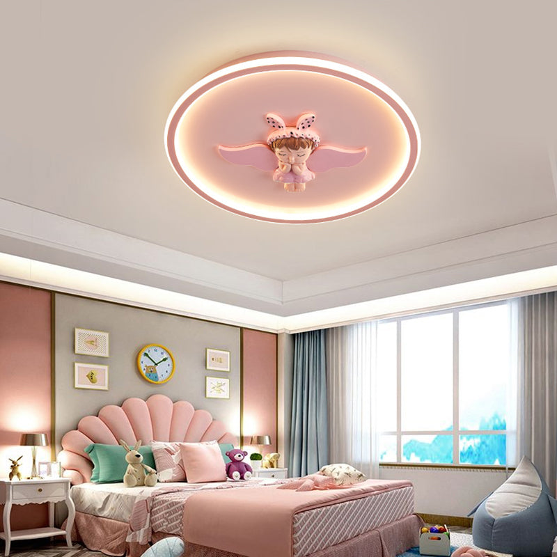 Circle Metal Flush Mount Modern Bedroom LED Ceiling Light Fixture with 1 Light