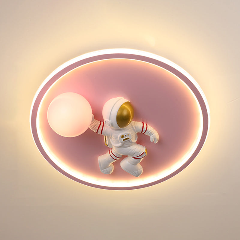 Circle Cartoon LED Flush Mount Metal 1-light Flush Ceiling Light for Children's Room