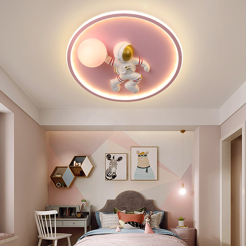 Luz de techo empotrada de 1 luz de metal con montaje empotrado LED de dibujos animados circulares para habitación infantil