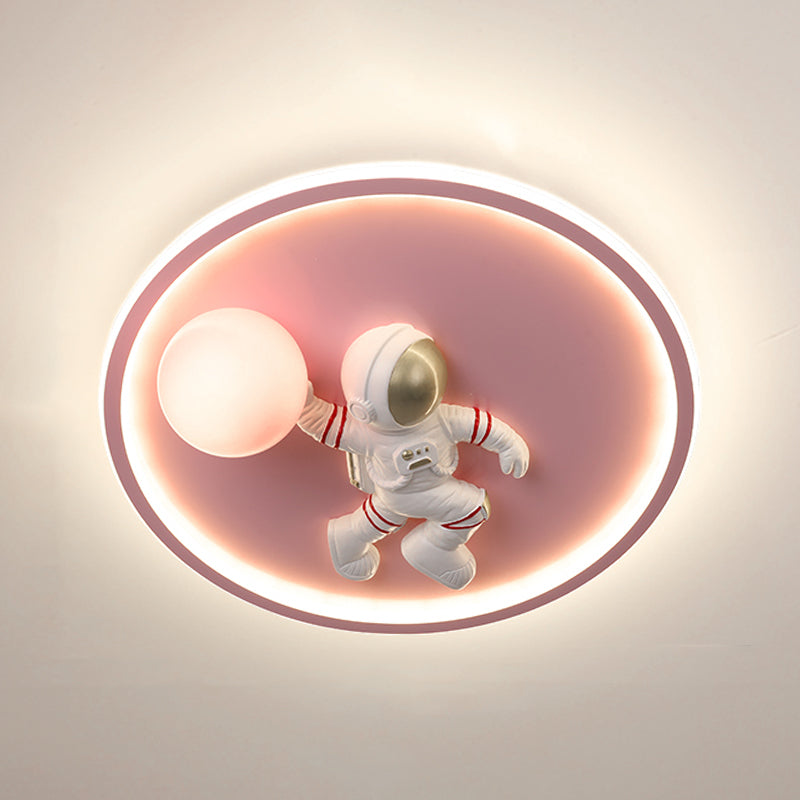 Circle Cartoon LED Flush Mount Metal 1-light Flush Ceiling Light for Children's Room