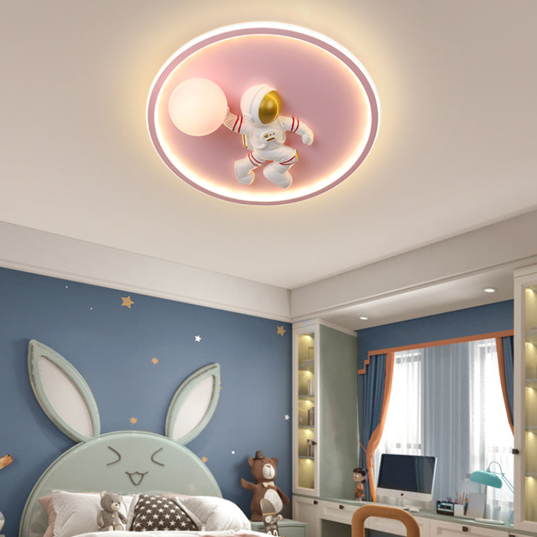 Luz de techo empotrada de 1 luz de metal con montaje empotrado LED de dibujos animados circulares para habitación infantil
