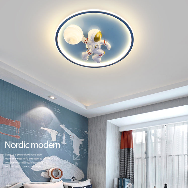 Circle Cartoon LED Flush Mount Metal 1-light Flush Ceiling Light for Children's Room