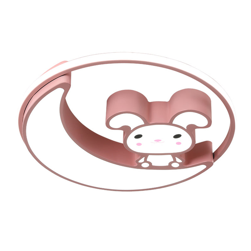 Rabbit Cartoon LED Flush Mount Metal Flush Ceiling Light for Children's Room