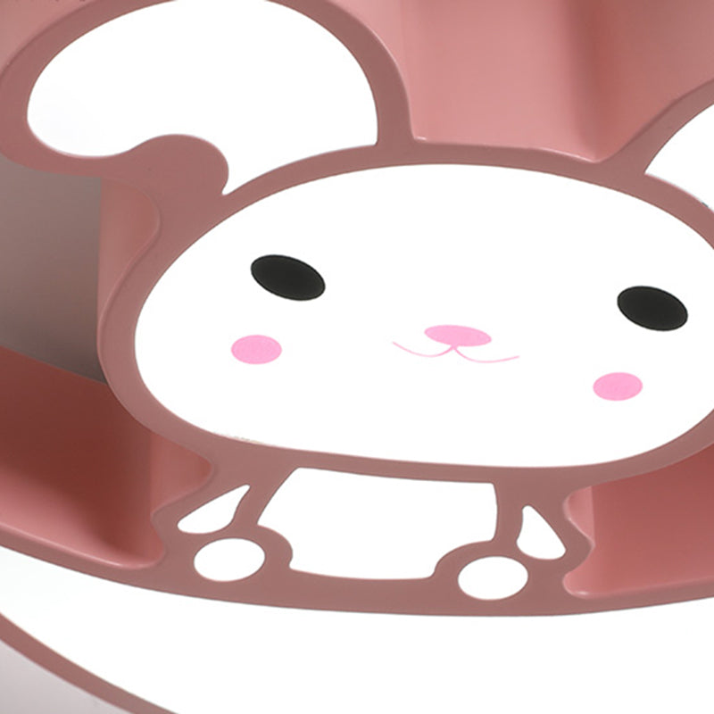 Lámpara de techo empotrada de metal con montaje empotrado LED de dibujos animados de conejo para habitación infantil