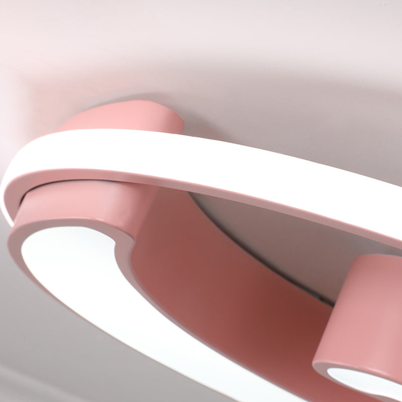 Rabbit Cartoon LED Flush Mount Metal Flush Ceiling Light for Children's Room
