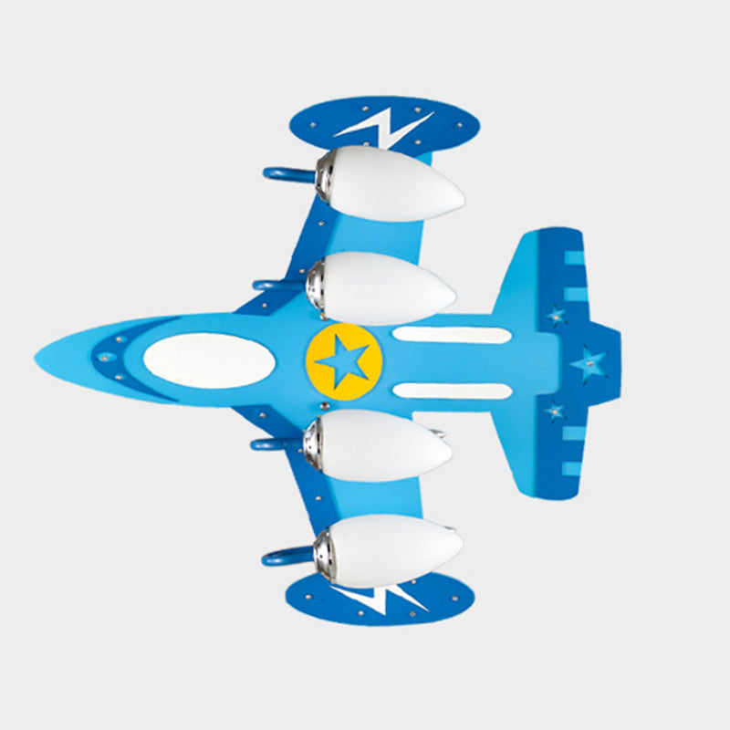 Blue Glass Flush Mount Creative Plane Flush Ceiling Light for Children's Room