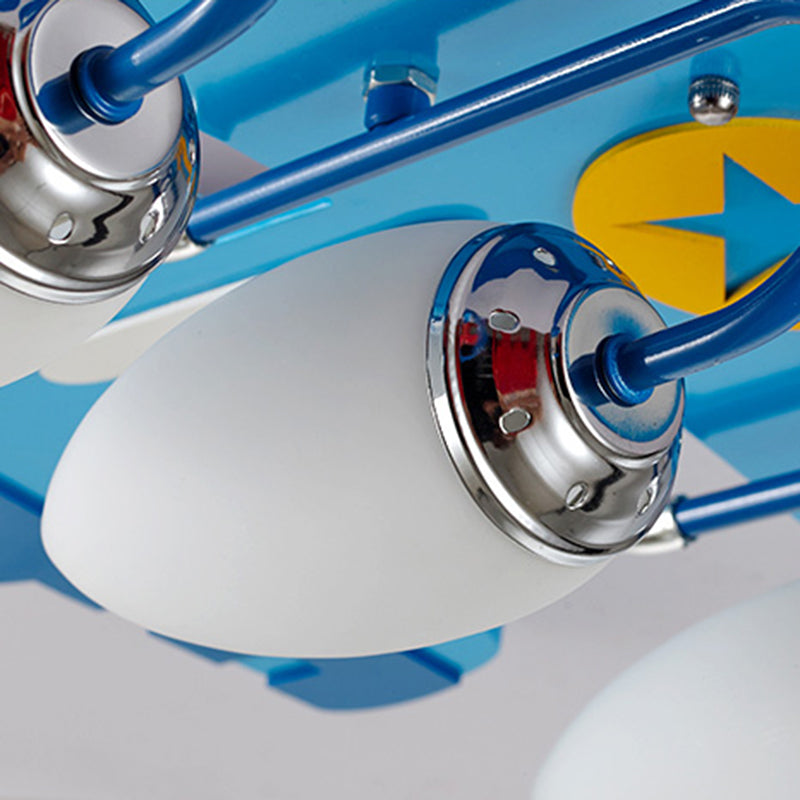 Blue Glass Flush Mount Creative Plane Flush Ceiling Light for Children's Room