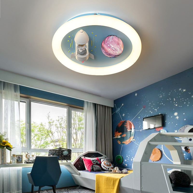 Cartoon métallique rond encastré LED lampe unique Chambre d'enfants encastré luminaire