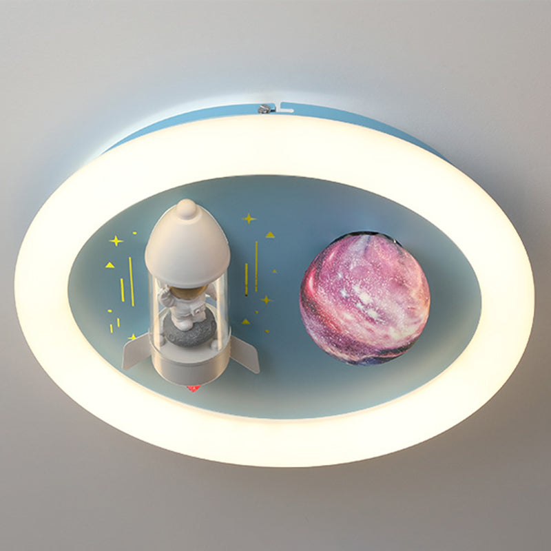 Cartoon métallique rond encastré LED lampe unique Chambre d'enfants encastré luminaire