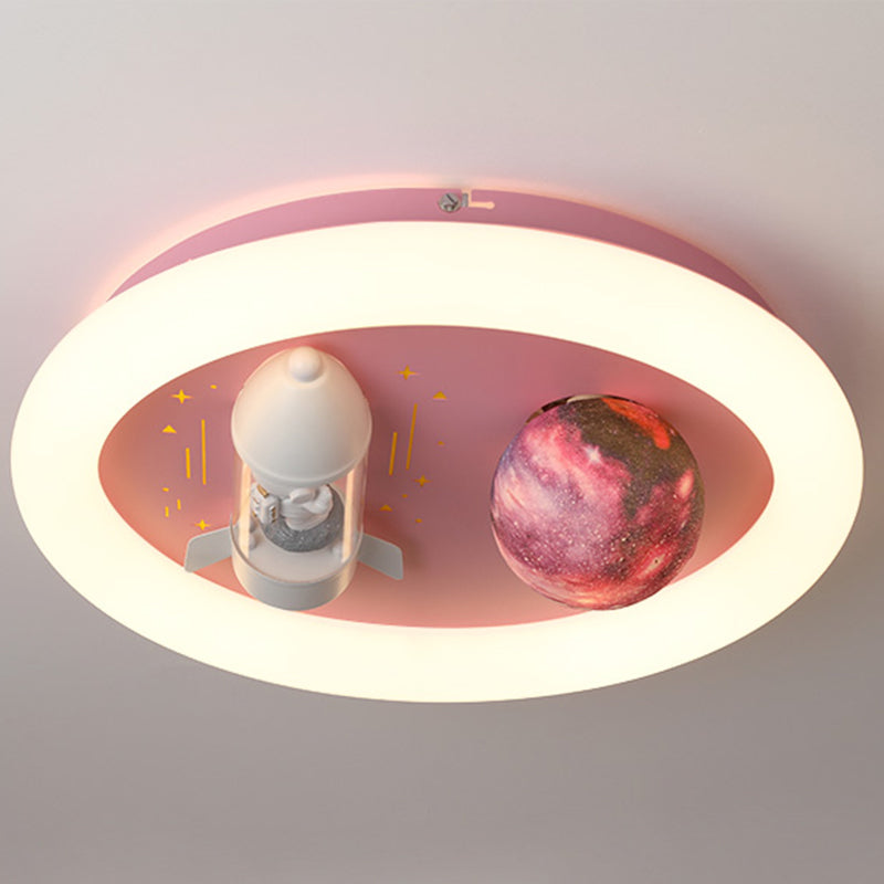 Cartoon métallique rond encastré LED lampe unique Chambre d'enfants encastré luminaire