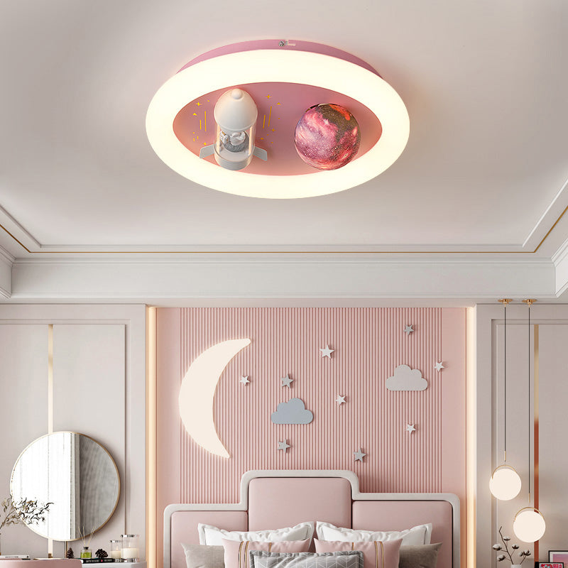 Cartoon métallique rond encastré LED lampe unique Chambre d'enfants encastré luminaire