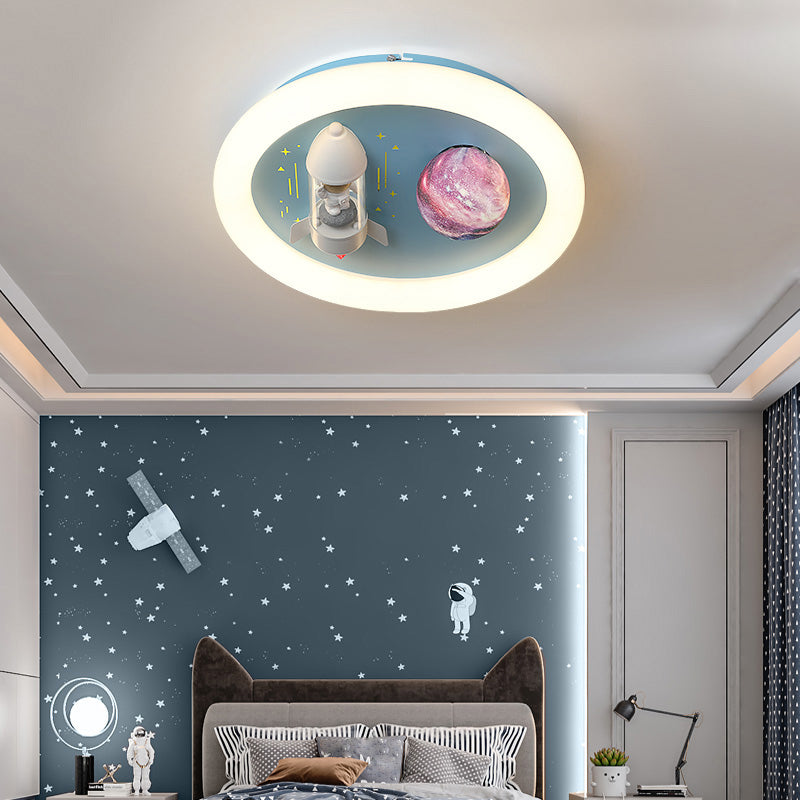 Cartoon métallique rond encastré LED lampe unique Chambre d'enfants encastré luminaire
