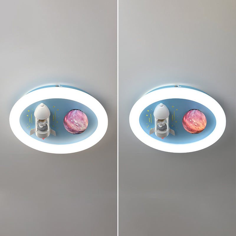 Cartoon métallique rond encastré LED lampe unique Chambre d'enfants encastré luminaire