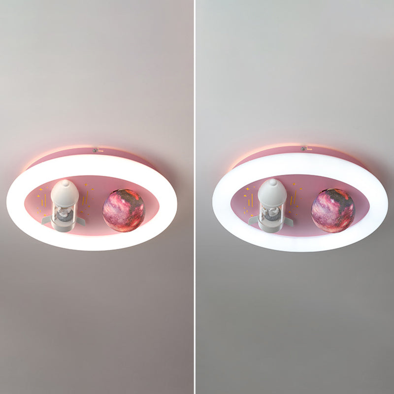 Cartoon métallique rond encastré LED lampe unique Chambre d'enfants encastré luminaire