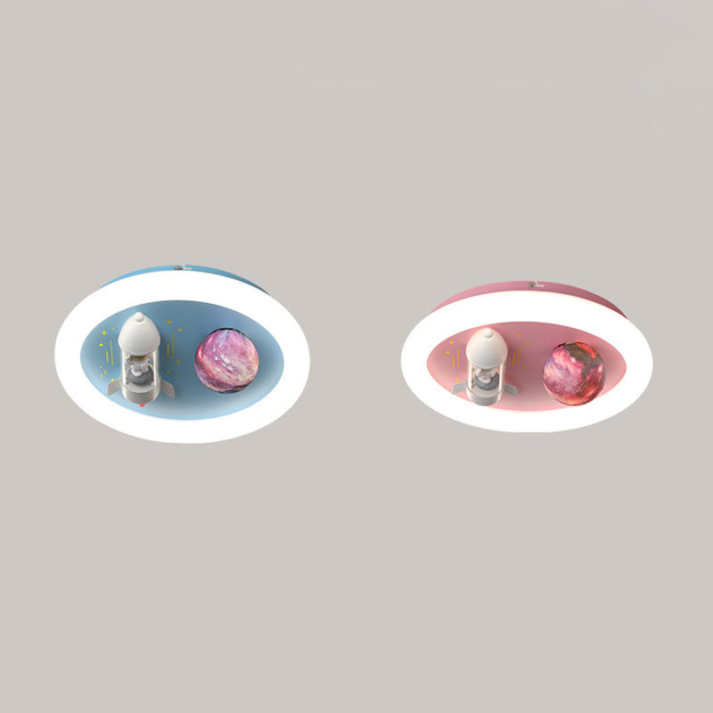 Cartoon métallique rond encastré LED lampe unique Chambre d'enfants encastré luminaire