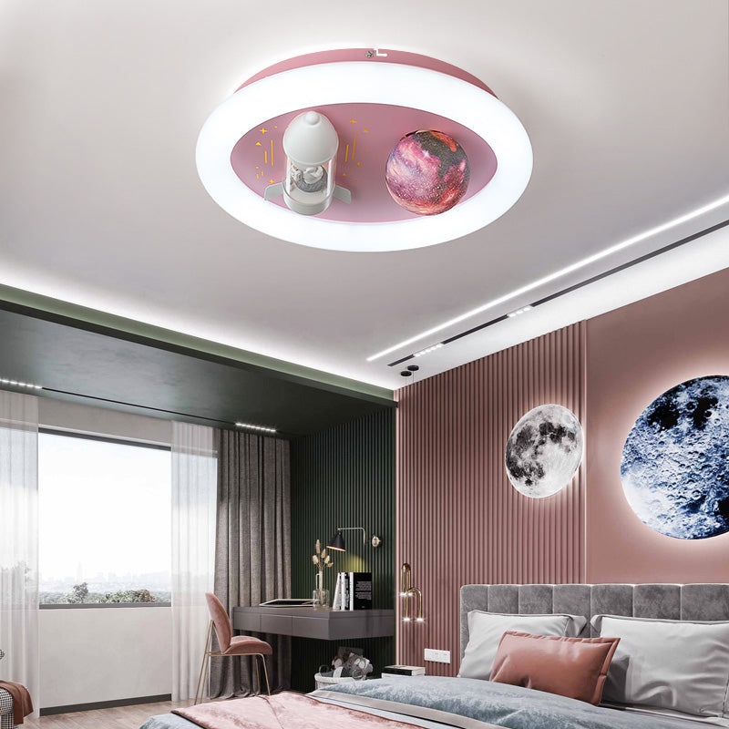 Cartoon métallique rond encastré LED lampe unique Chambre d'enfants encastré luminaire