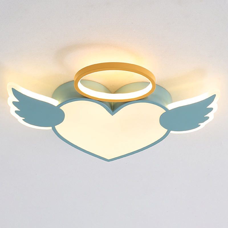 Kids Heart Flush Mount Metal Nordic Ceiling Light Fixture for Children's Room