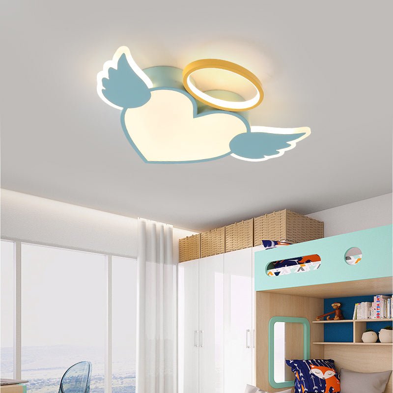 Kids Heart Flush Mount Metal Nordic Ceiling Light Fixture for Children's Room