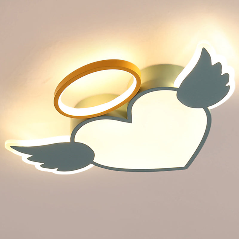 Kids Heart Flush Mount Metal Nordic Ceiling Light Fixture for Children's Room