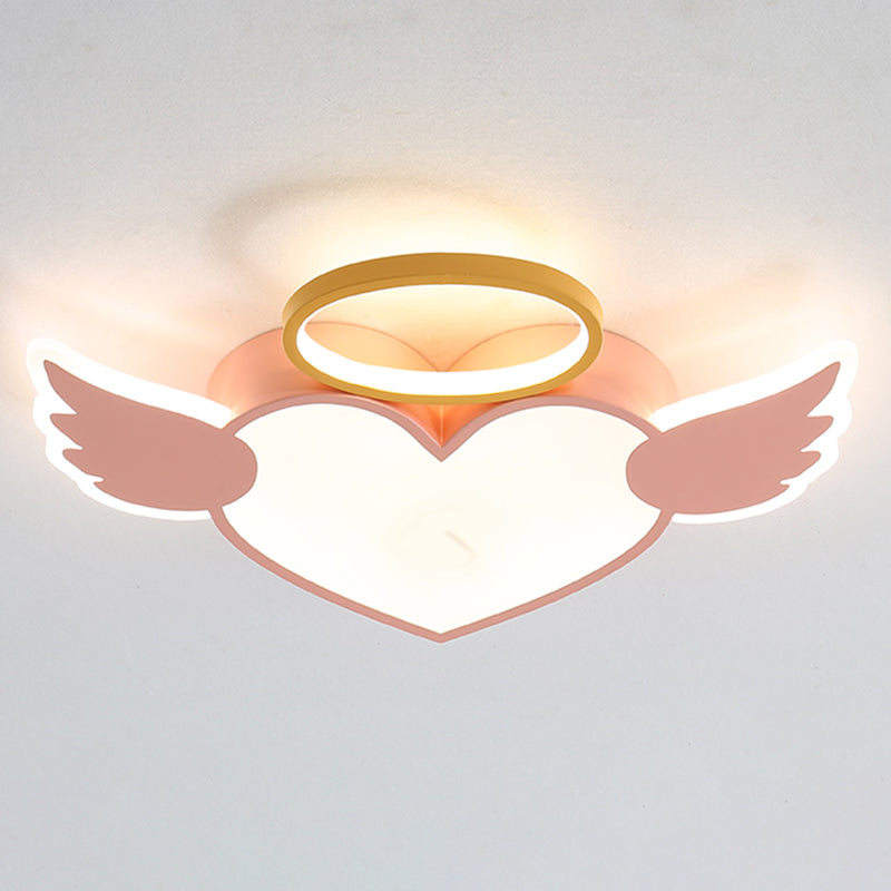 Kids Heart Flush Mount Metal Nordic Ceiling Light Fixture for Children's Room