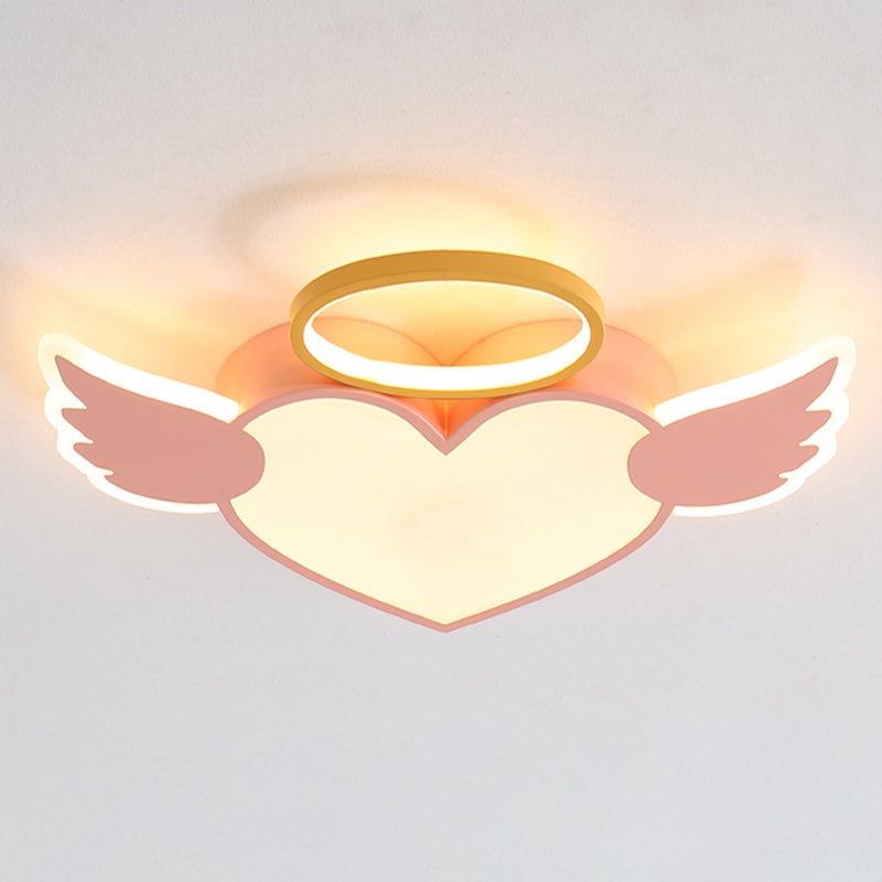 Kids Heart Flush Mount Metal Nordic Ceiling Light Fixture for Children's Room