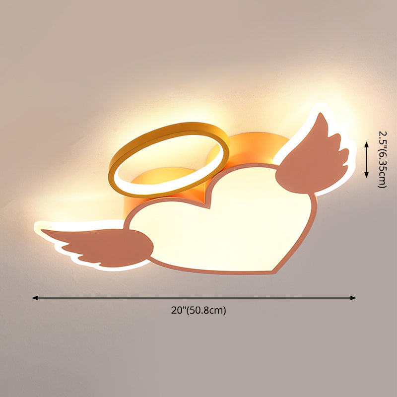 Kids Heart Flush Mount Metal Nordic Ceiling Light Fixture for Children's Room