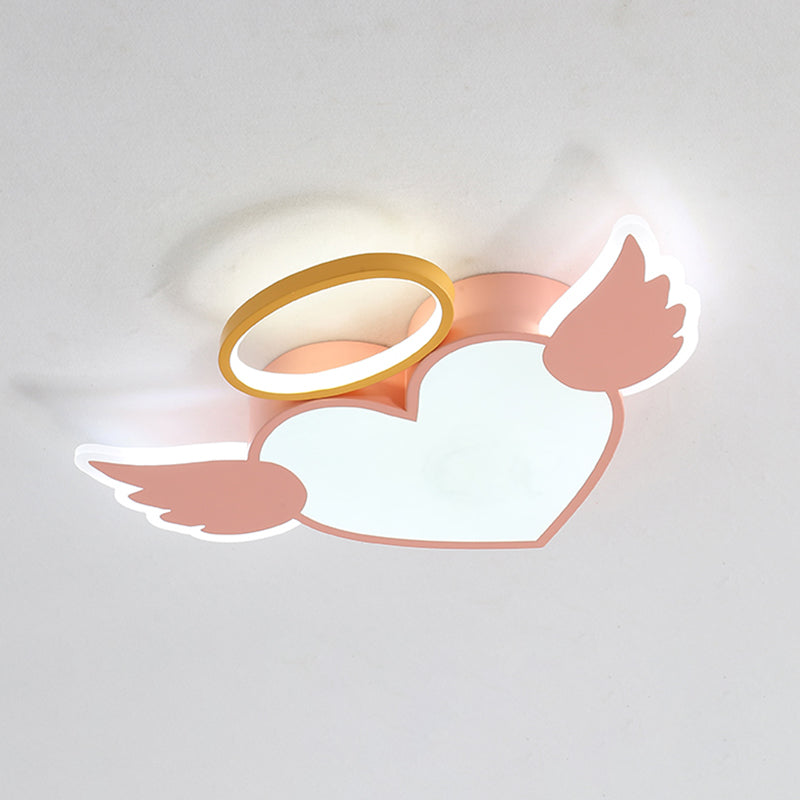 Kids Heart Flush Mount Metal Nordic Ceiling Light Fixture for Children's Room