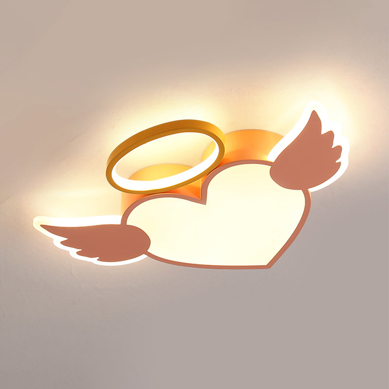 Kids Heart Flush Mount Metal Nordic Ceiling Light Fixture for Children's Room