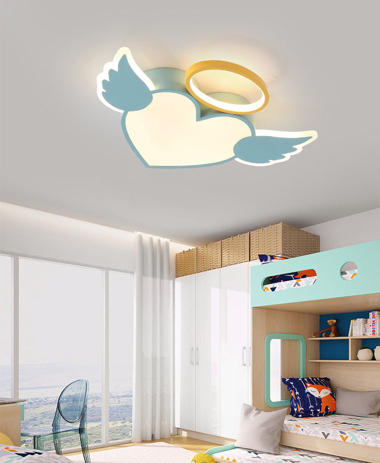 Kids Heart Flush Mount Metal Nordic Ceiling Light Fixture for Children's Room